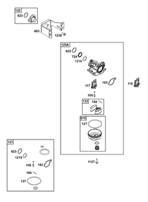 Carburetor Group Diagram and Parts List for 09P602-0121-H5 020000 - 09Z999 Briggs and Stratton Engine
